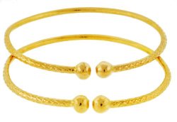 Baby Solid Sterling Silver West-Indian Bangle Set Plated with 14K Gold 19 Grams / 5.5″