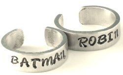 Batman and Robin Inspired Ring Set – Best Friends – Couples Ring Set Personalized Customized