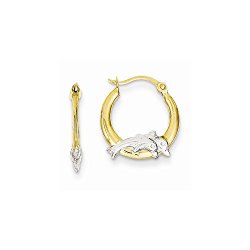 Best Designer Jewelry 14K & Rhodium Dolphin Hoop Earrings