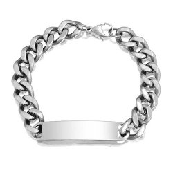 Bling Jewelry Mens Stainless Steel Cuban Curb Chain Link ID Bracelet 8.5in