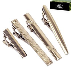 BMC 4pc Metal Alloy Mens Luxury Fashion Necktie Clips Bar Mix Variety Set
