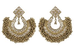 Bollywood Fashion Antique Gold Plated Polki Earring Partywear Ethnic Jewelry