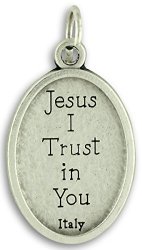 Bulk Buy 10 Pcs – Divine Mercy Jesus I Trust in You 1 Inch Medal Medals Pendants Charms with Rings
