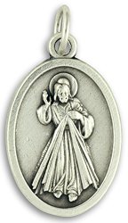 Bulk Buy 25 Pcs – Divine Mercy Jesus I Trust in You 1 Inch Medal Medals Pendants Charms with Rings