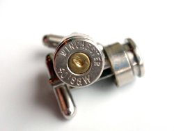 Bullet Shell Cufflinks 40 Caliber two tone Nickel Silver w Brass Center