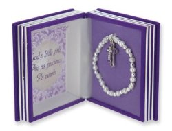 Children’s Bible Cross ‘Precious As Pearls’ Stretch Bracelet