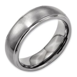 Chisel 7mm Classic Domed Brushed and Polished Finish Grooved Designer Titanium Contemporary Wedding Band