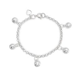 Christmas Gifts Jingle Bell Charm Sterling Silver Toddler Child Chain Bracelet 6in