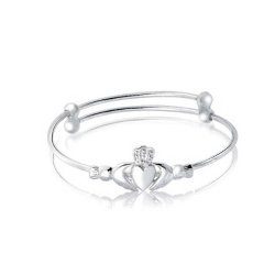 Christmas Gifts Sterling Silver Claddagh Baby Childrens Bracelet Expandable 6.5in