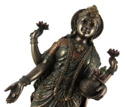 Dark Bronzed Finish Lakshmi Hindu Goddess Statue Laxmi