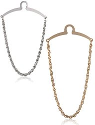 Elite 2-Pc Tie Chain Set for Ties, Silver and Gold w/ Puentes Denver Gift Box