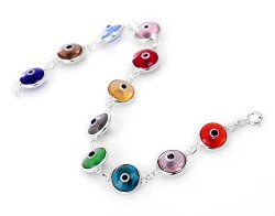 Evil Eye Store Hamsa Kabbalah Multi Colored Greek Glass Beads Evil Eye Bracelet