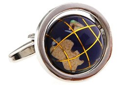 Globe Earth Really Spins Cufflinks with a Presentation Gift Box