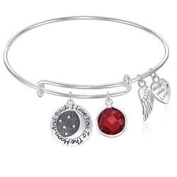 I Love You to the Moon and Back Expandable Wire Bangle Bracelet with January Charm GIFT BOXED