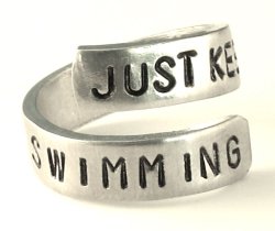 Just Keep Swimming – Swimming Ring- Dory- Finding Nemo- Aluminum Inspiration Ring