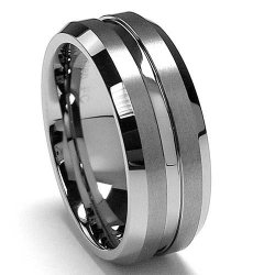 King Will 8mm High Polished Center / Matte Finish Men’s Tungsten Ring Wedding Band All Sizes