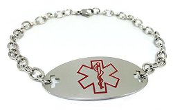 Max Petals – Coumadin Medical Alert ID Stainless Steel Identification Bracelet with 9″ Chain