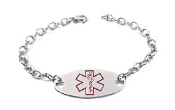 Max Petals – Warfarin Medical Alert ID Stainless Steel Identification Bracelet with 9″ Chain