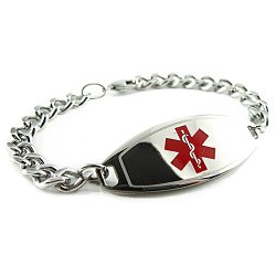 MyIDDr Custom Engraved Medical ID Bracelet 316L Steel, Teen & Adult Medium