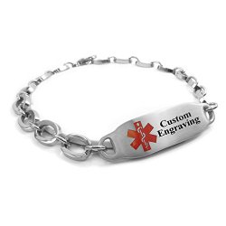 MyIDDr Free Engraving Medical Alert Bracelet – Steel Oval Link
