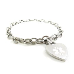 MyIDDr – Womens Pacemaker Bracelet, Medical Charm Steel, Pre-Engraved