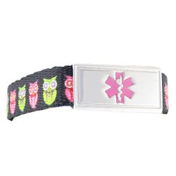N Style ID Girls’ Hoot Personalized Medical Id Bracelet Pink Id