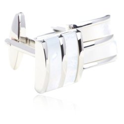 Rare Mother of Pearl Cufflinks 18K Platinum Plated Gift Boxed By Digabi