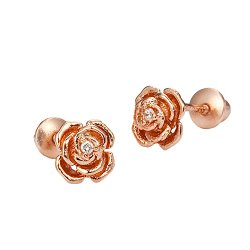 Rose Gold Tone Rose Screwback Girls Earrings