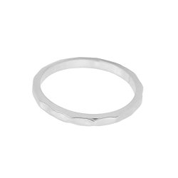 Solid 10k White Gold Hammered Band Baby Ring