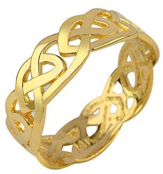 Solid Gold Celtic Wedding Band Trinity Knot Eternity Ring (10k)