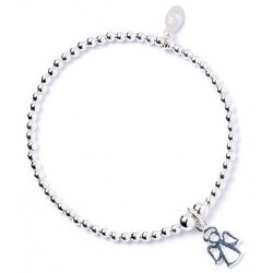 Sterling Silver Ball Bead Bracelet with Angel Charm