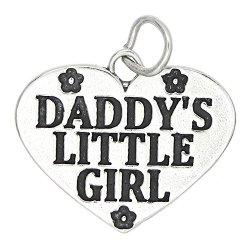 Sterling Silver Daddy’s Little Girl Flowered Heart Charm