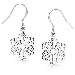 Sterling Silver High-Polish Snowflake Earrings