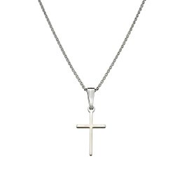 Sterling Silver Small Cross Pendant Cable Chain Necklace Italy