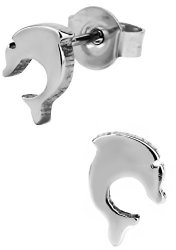 Surgical Steel Hypoallergenic Dolphin Stud Earrings for Girls (Nickel Free)