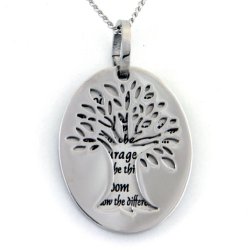 Two Piece Serenity Prayer Pendant Necklace With Tree Of Life Cut Out – Prayer Necklace – 12 Step Jewelry