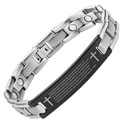 Willis Judd Mens Lord Prayer In English Titanium Magnetic Bracelet In Black Free Link Removal Tool