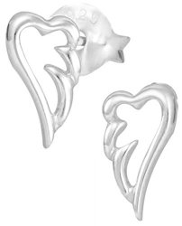 .925 Sterling Silver Hypoallergenic Angel Wing Stud Earrings for Girls (Nickel Free)