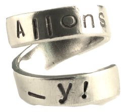 Allons-y!- Dr Who Inspired Whovia Jewelry Adjustable Aluminum Wrap Ring