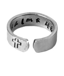 Bible Verses Ring, Your Favorite Bible Verse Ring, Personalized Religious Jewelry, Cross Ring, Hand Stamped Aluminum Adjustable Ring
