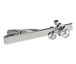 Bicycle Tour De France Cycling Mountain Bike Tie Clip Silver Black Bar Clasp