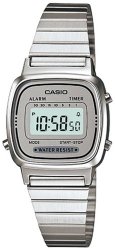 Casio #LA670WA-7 Women’s Metal Band Countdown Timer Alarm LCD Digital Watch (Grey)