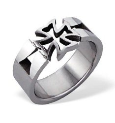 cross – 316L Surgical Grade Stainless Steel Steel Men Ring Size 7