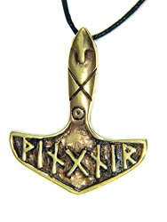 Genuine Bronze Thors Hammer Pendant Necklace Odin Viking Norse Mjollnir Charm