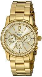 Invicta Women’s 11770 Angel Gold Dial 18k Gold Ion-Plated Stainless Steel Watch