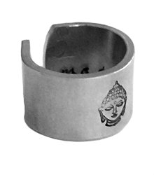 Meditate Ring Buddha 1/2 Inch Cuff Yogi Hand Stamped Personalized Aluminum Spiral Ring Jewelry