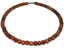 Native Treasure – 18″ Rosary Bead Necklace – Brown Exotic Robles Wood Beads – 8mm (5/16″)