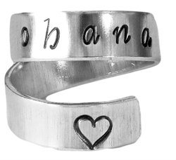 Ohana Wrap Ring, Ohana Family, Hawaiian Word Ring, Lilo and Stitch Inspired Twist Aluminum Ring, Family Love Heart Ring