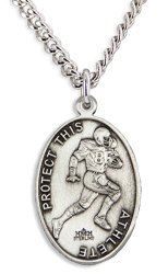 Oval Boy’s St. Christopher Football Medal + 24 Inch Endless Stainless Steel Chain