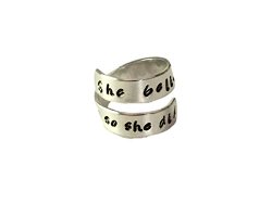 She Believed She Could, so She Did Spiral Twist Ring, Handstamped Aluminum Twist Wrap Ring, Graduation and Friend Gift